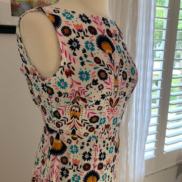 🎉❤️HP❤️🎉  BODEN Tessa Midi Dress, White Carnival Floral, Size 4P - Picture 5 of 11